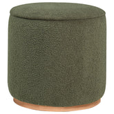 Best Furniture Outlet - Coaster - Zena Faux Sheepskin Upholstered Round Ottoman Green - 910302